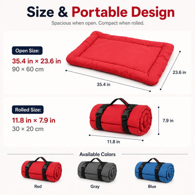 Malloren Portable Outdoor Dog Bed for Camping &Car Travel - Roll-Up Mat for Clean, Comfortable Rest