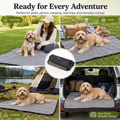 Malloren Portable Outdoor Pet Mat with Carry Bag - Foldable Travel Dog Blanket for Parks, Camping & Road Trips