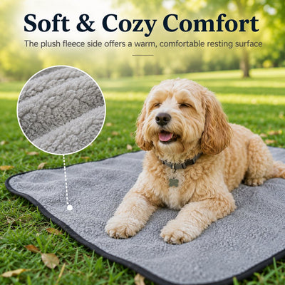 Malloren Portable Outdoor Pet Mat with Carry Bag - Foldable Travel Dog Blanket for Parks, Camping & Road Trips