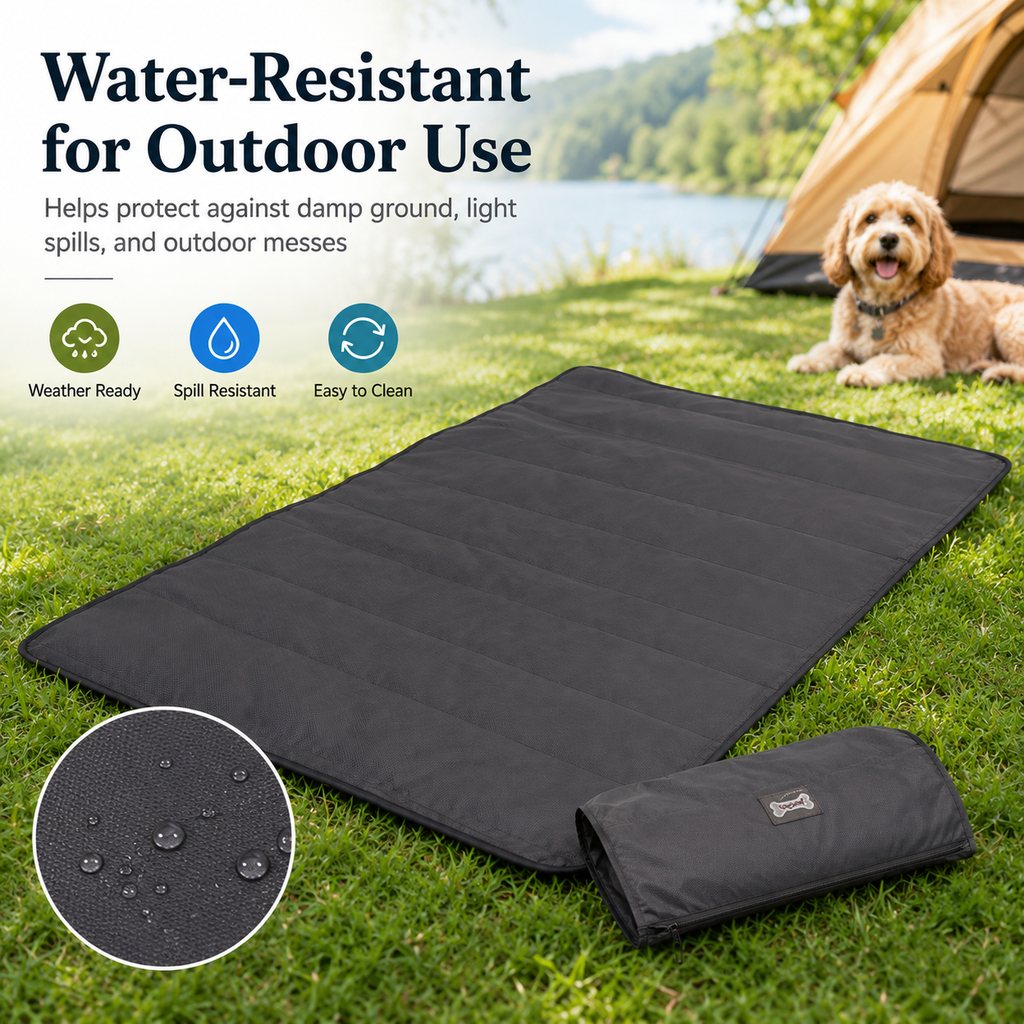 Malloren Portable Outdoor Pet Mat with Carry Bag - Foldable Travel Dog Blanket for Parks, Camping & Road Trips