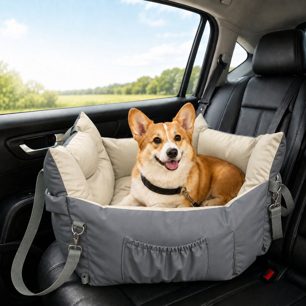 Malloren Portable Pet Car Bed for Road Trips, Camping & Home Lounging - Cozy, Secure Rest Spot for Small to Medium Dogs