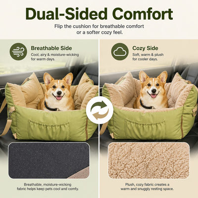 Malloren Portable Pet Car Bed for Road Trips, Camping & Home Lounging - Cozy, Secure Rest Spot for Small to Medium Dogs