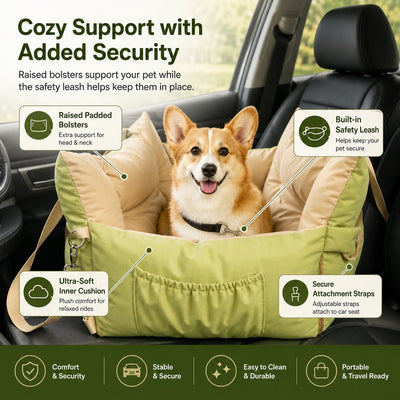 Malloren Portable Pet Car Bed for Road Trips, Camping & Home Lounging - Cozy, Secure Rest Spot for Small to Medium Dogs