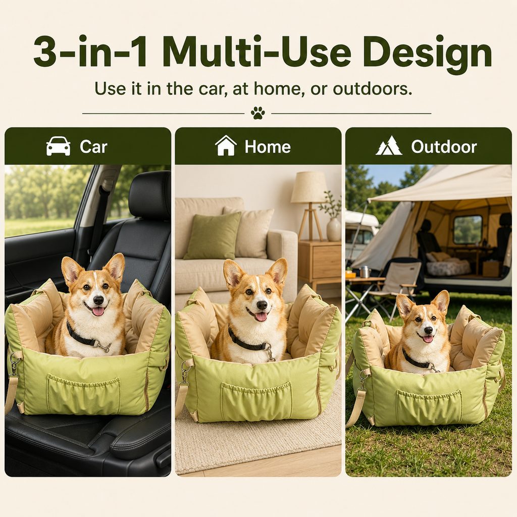 Malloren Portable Pet Car Bed for Road Trips, Camping & Home Lounging - Cozy, Secure Rest Spot for Small to Medium Dogs