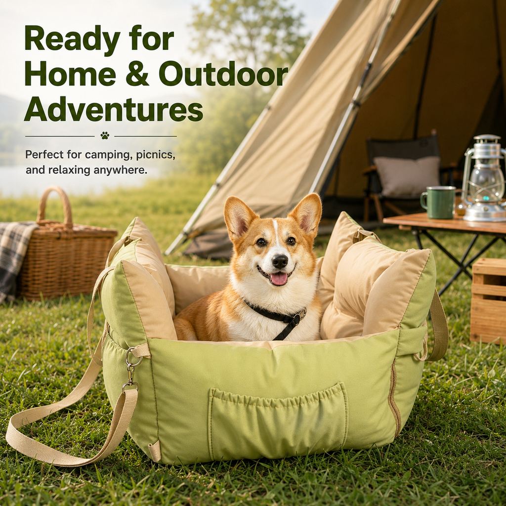 Malloren Portable Pet Car Bed for Road Trips, Camping & Home Lounging - Cozy, Secure Rest Spot for Small to Medium Dogs