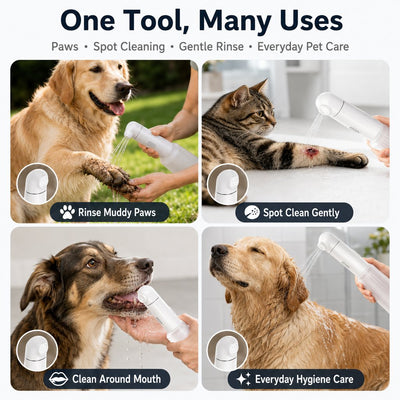 Malloren Portable Pet Rinser for Muddy Paws After Walks - USB-C Rechargeable 2-Mode Dog & Cat Cleaning Sprayer