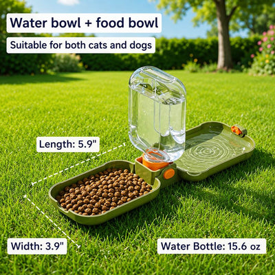 Malloren Portable Folding Pet Water & Food Cup for Walks & Hiking - 15.6 oz Leak-Resistant Dog & Cat Travel Bottle Bowl