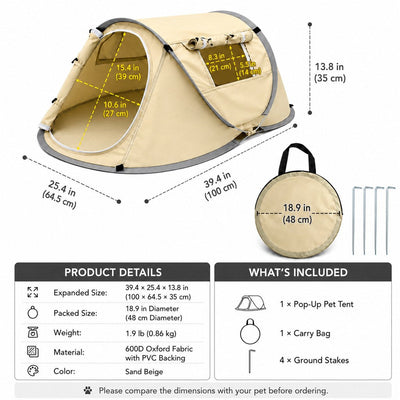 Malloren Portable Pop-Up Pet Tent for Home, Parks & Travel - A Familiar Rest Space for Cats & Small Dogs