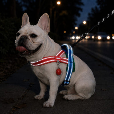 Malloren No-Choke French Bulldog Harness & Leash Set for Daily Walks - Reflective, Easy-Control Fit for Broad-Chest Dogs