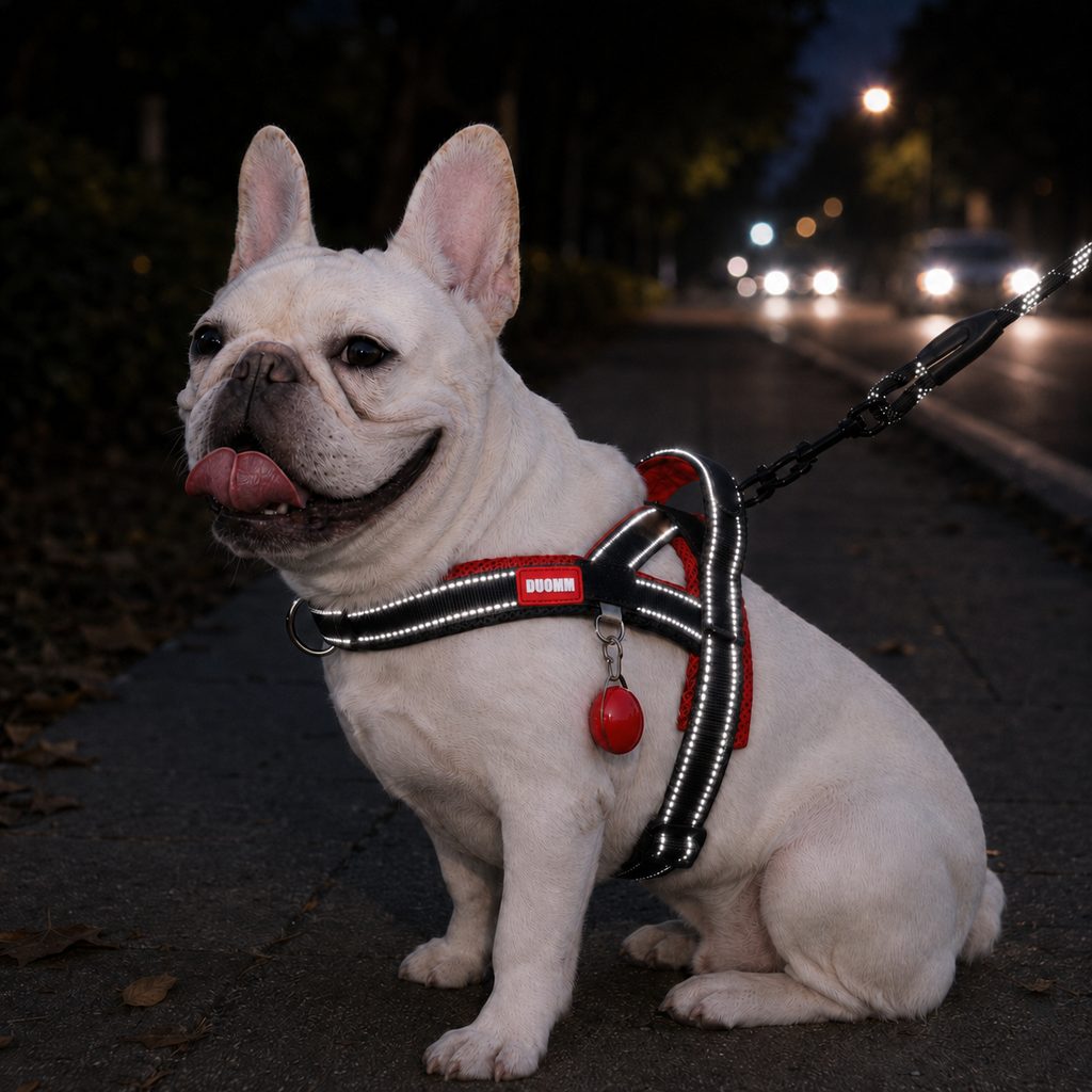 Malloren No-Choke French Bulldog Harness & Leash Set for Daily Walks - Reflective, Easy-Control Fit for Broad-Chest Dogs