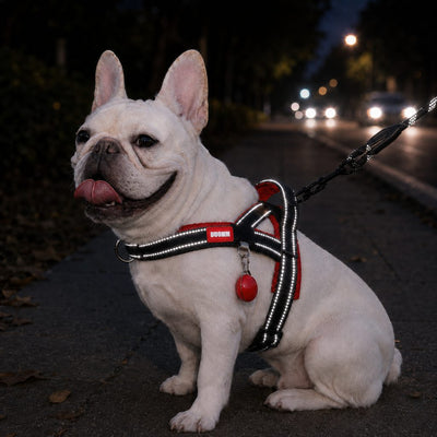 Malloren No-Choke French Bulldog Harness & Leash Set for Daily Walks - Reflective, Easy-Control Fit for Broad-Chest Dogs