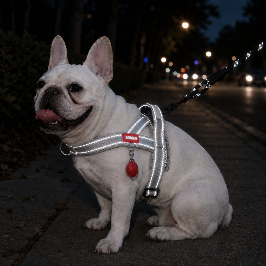 Malloren No-Choke French Bulldog Harness & Leash Set for Daily Walks - Reflective, Easy-Control Fit for Broad-Chest Dogs