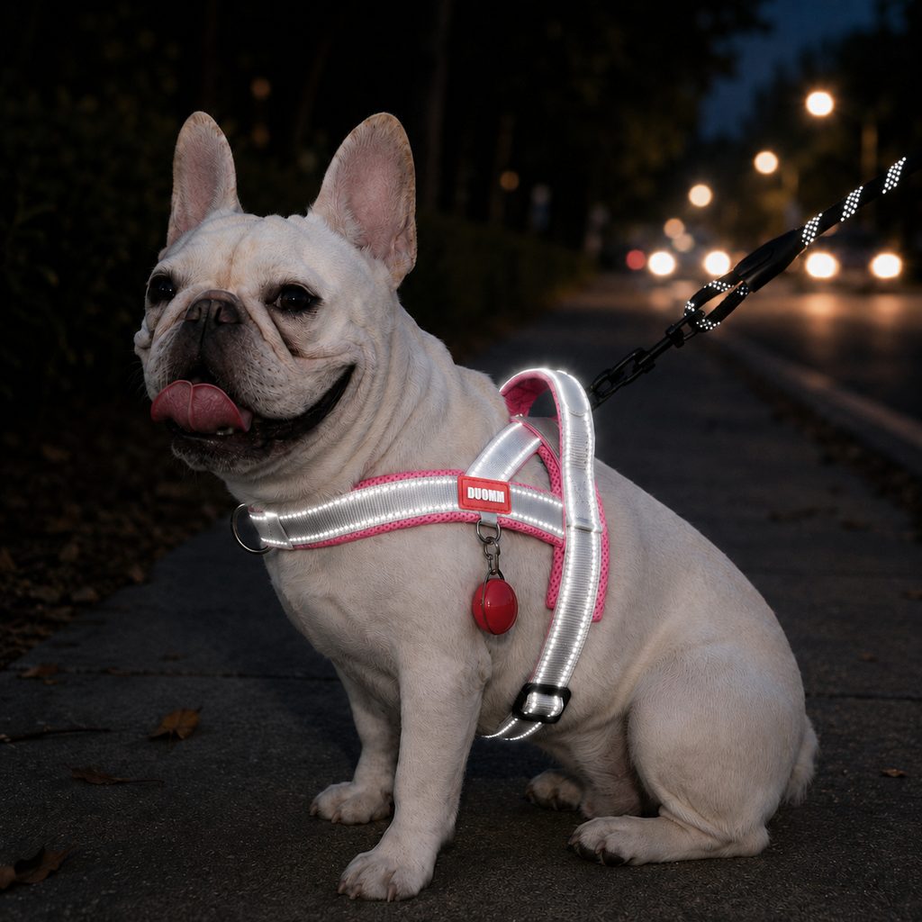 Malloren No-Choke French Bulldog Harness & Leash Set for Daily Walks - Reflective, Easy-Control Fit for Broad-Chest Dogs