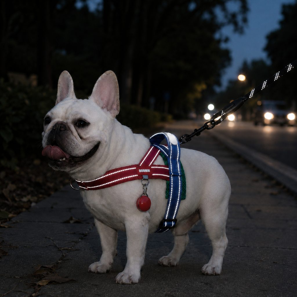 Malloren No-Choke French Bulldog Harness & Leash Set for Daily Walks - Reflective, Easy-Control Fit for Broad-Chest Dogs