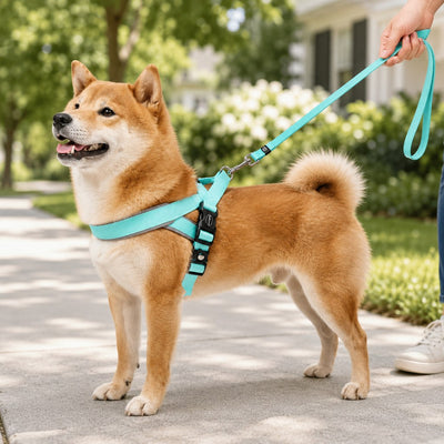Malloren Quick-Fit Lightweight Dog Harness & Leash Set for Daily Walks - No-Choke Step-In Comfort with Secure Buckle & Back Control Handle
