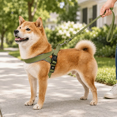 Malloren Quick-Fit Lightweight Dog Harness & Leash Set for Daily Walks - No-Choke Step-In Comfort with Secure Buckle & Back Control Handle