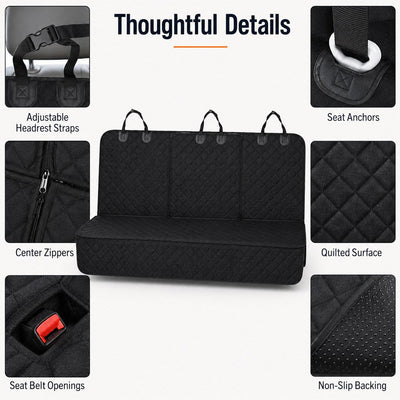 Malloren Waterproof Dog Car Back Seat Cover for Road Trips - Protects from Mud, Fur & Scratches