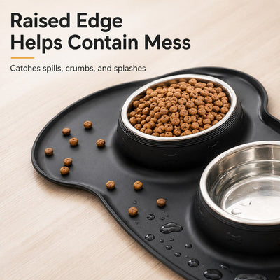 Malloren Spill-Proof Dual Pet Bowl for Cats & Dogs - Mess-Free Food & Water Station for Cleaner Floors
