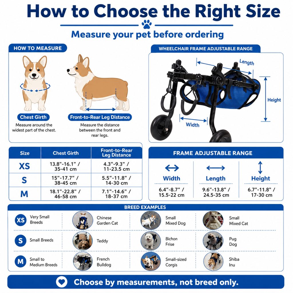 Malloren Adjustable Rear Leg Dog Wheelchair for Daily Walks - Mobility Support Cart for Small Dogs with Weak Back Legs