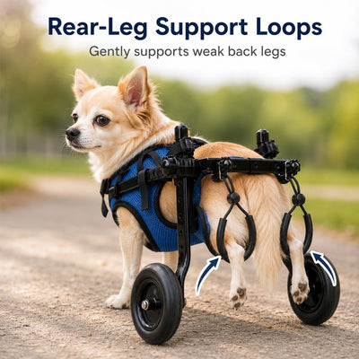 Malloren Adjustable Rear Leg Dog Wheelchair for Daily Walks - Mobility Support Cart for Small Dogs with Weak Back Legs