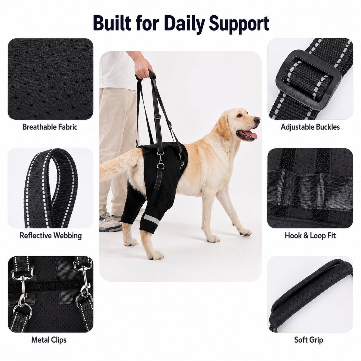 Malloren Help Your Senior Dog Climb Stairs, Get in the Car & Walk with Rear-Leg Support