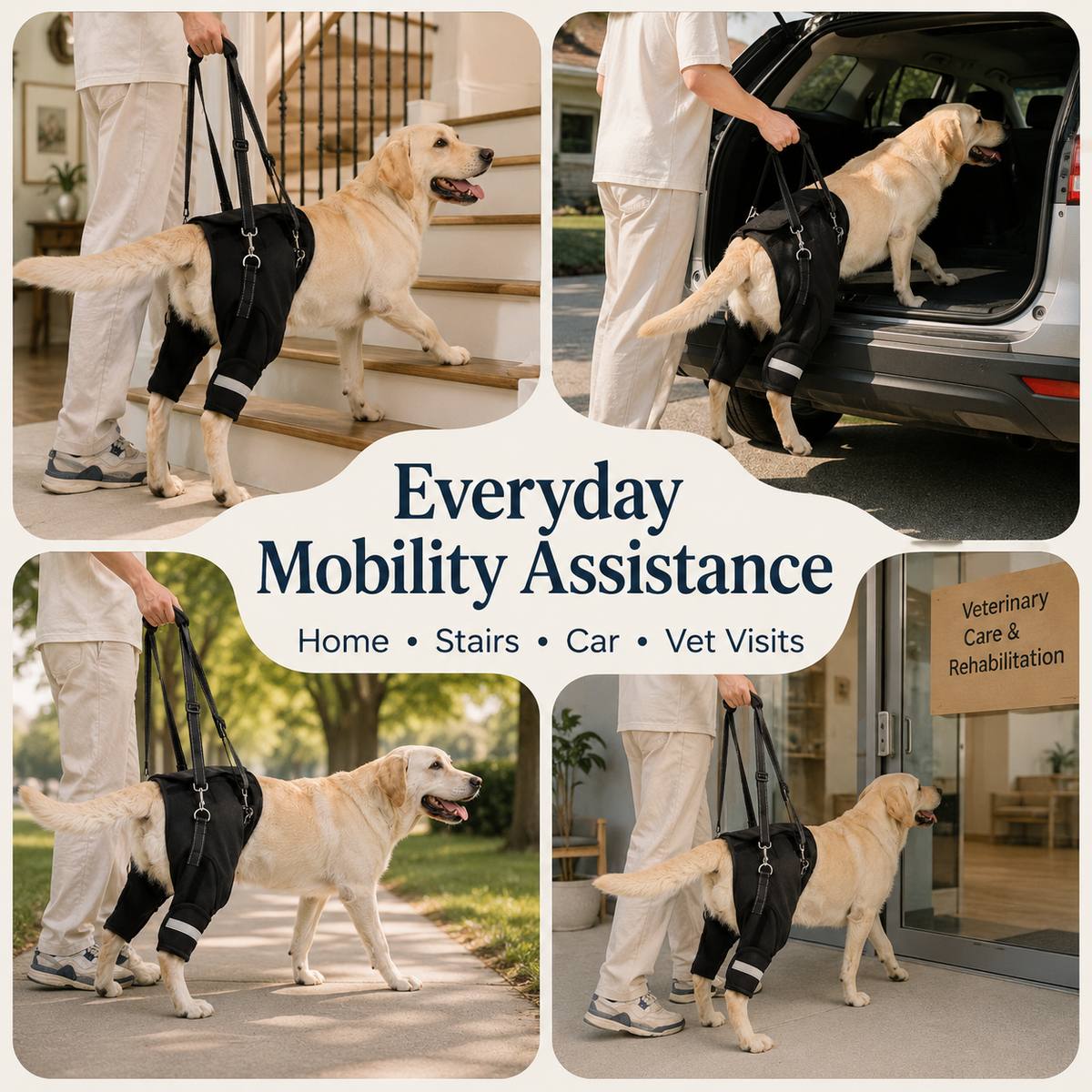 Malloren Help Your Senior Dog Climb Stairs, Get in the Car & Walk with Rear-Leg Support