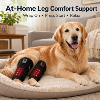 Malloren Rechargeable Red Light Therapy Dog Knee Wrap for Senior Dogs - At-Home Leg Comfort Support for Post-Walk Stiffness & Mobility Care