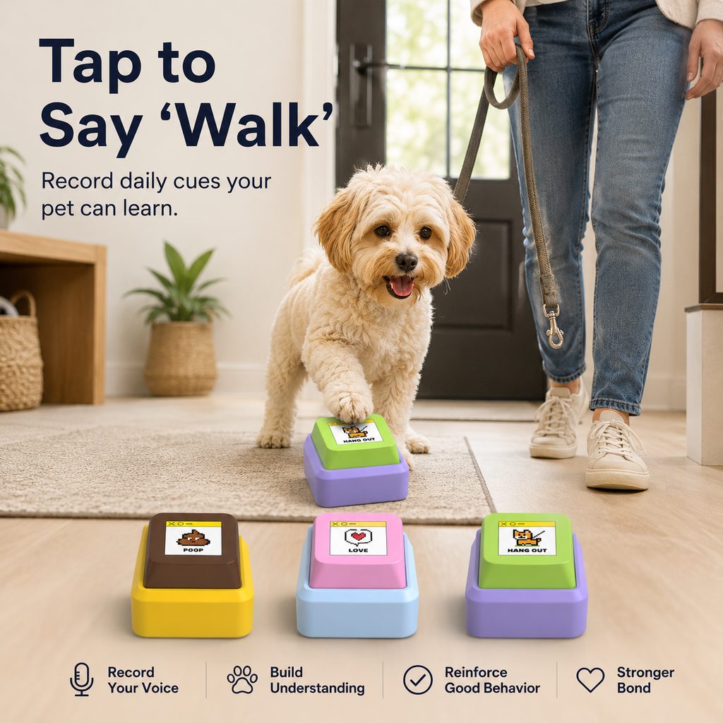Malloren PawTalk Recordable Pet Communication Button for Dogs & Cats - Voice Training Toy for Food, Water, Walks & Play
