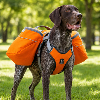 Malloren Dog Saddlebag Backpack Harness for Hiking & Camping - Hands-Free Storage for Water, Treats & Trail Essentials