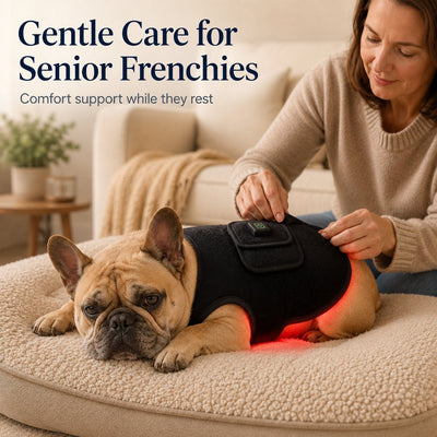 Malloren FrenchieGlow Red Light Comfort Vest for French Bulldogs - USB-Powered or Built-In Battery At-Home Back, Belly & Hip Comfort After Walks, Stairs & Playtime