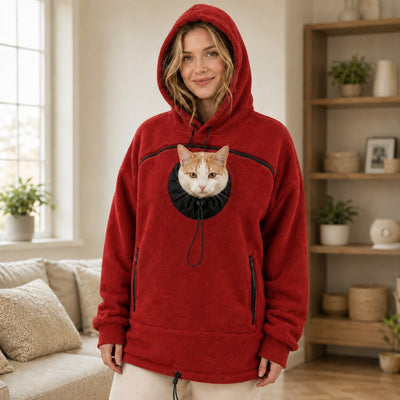Malloren Hands-Free Pet Carrier Hoodie – Cozy Front Pouch for Cats & Small Dogs at Home & Everyday Outings