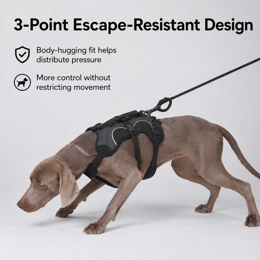 Malloren AirTag-Compatible Escape-Resistant Dog Harness for Outdoor Walks - Secure Control for Dogs That Pull