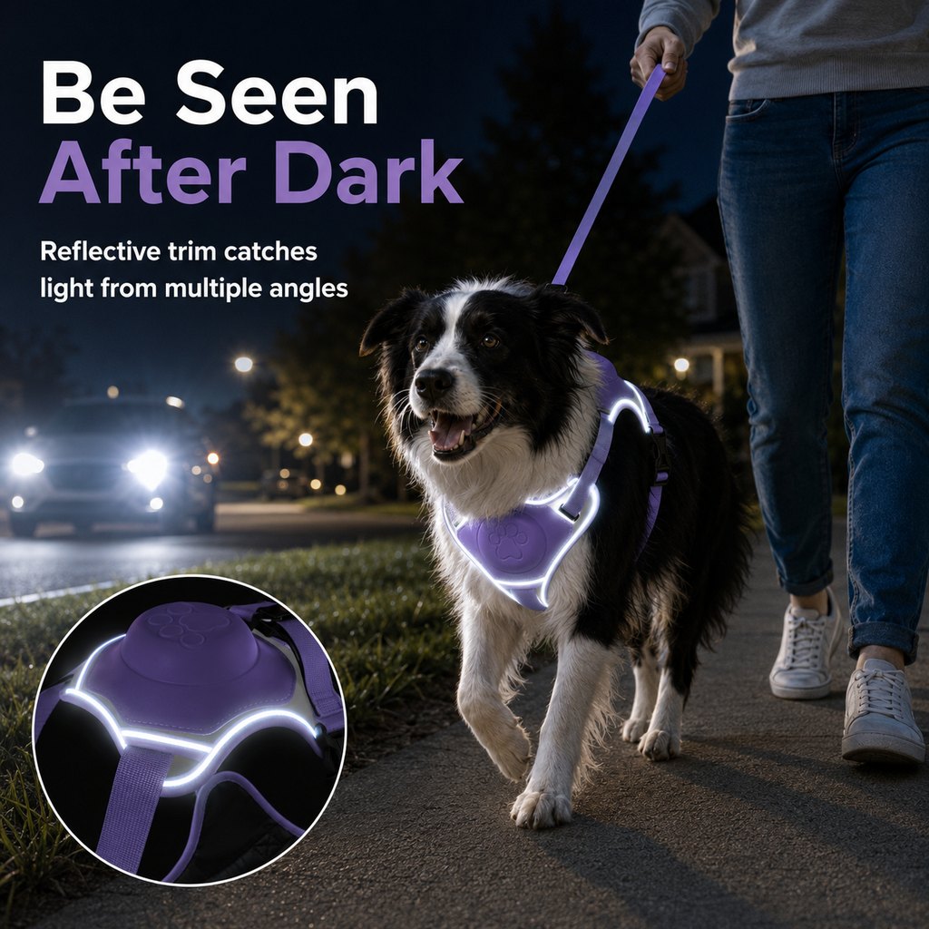 Malloren No-Pull Reflective Dog Harness with Built-In Retractable Leash for Safer Daily Walks
