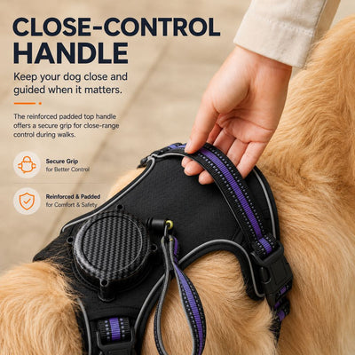 Malloren 2-in-1 Reflective Dog Harness with Built-In Retractable Leash for Daily Walks - Close Control for Pulling Dogs