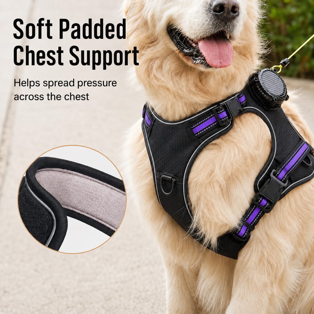 Malloren 2-in-1 Reflective Dog Harness with Built-In Retractable Leash for Daily Walks - Close Control for Pulling Dogs