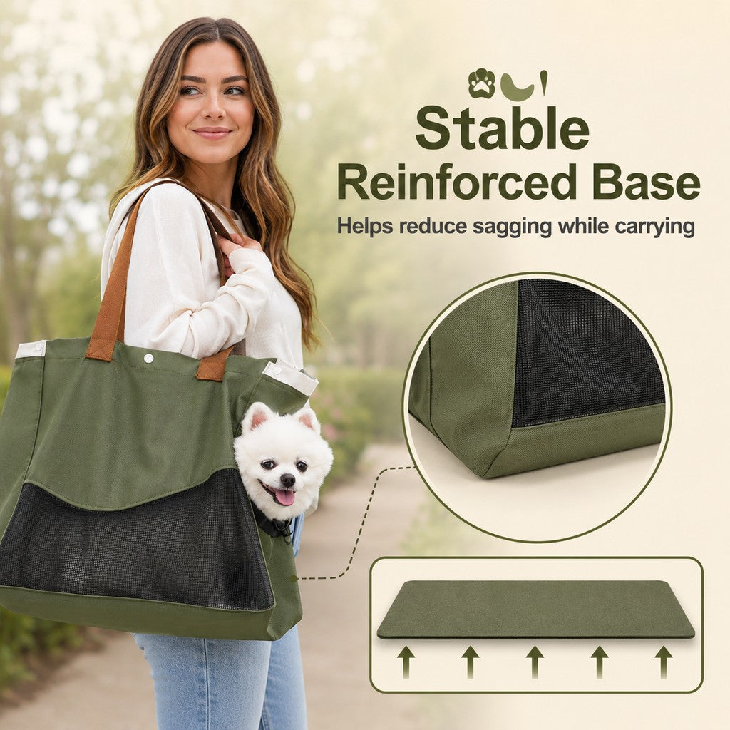 Malloren Pet Carrier Tote Bag for Cats & Small Dogs - Breathable Shoulder Bag for Walks, Vet Visits & Errands