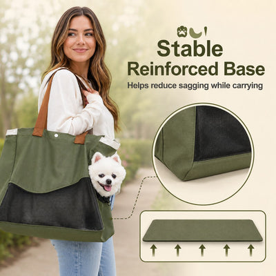 Malloren Pet Carrier Tote Bag for Cats & Small Dogs - Breathable Shoulder Bag for Walks, Vet Visits & Errands