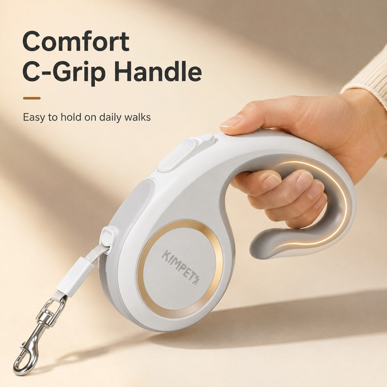 Malloren Retractable Dog Leash for Daily Walks & Park Outings - Tangle-Free 3m/5m Pet Lead with One-Button Brake, Comfort C-Grip & No-Mess Auto-Retract
