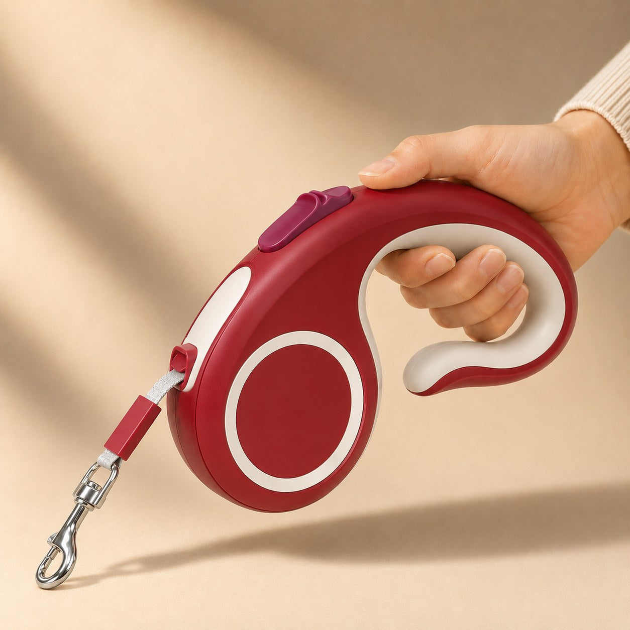 Malloren Retractable Dog Leash for Daily Walks & Park Outings - Tangle-Free 3m/5m Pet Lead with One-Button Brake, Comfort C-Grip & No-Mess Auto-Retract