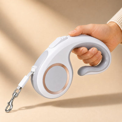 Malloren Retractable Dog Leash for Daily Walks & Park Outings - Tangle-Free 3m/5m Pet Lead with One-Button Brake, Comfort C-Grip & No-Mess Auto-Retract