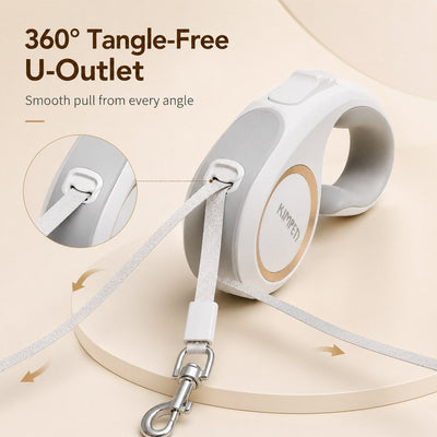 Malloren Retractable Dog Leash for Daily Walks & Park Outings - Tangle-Free 3m/5m Pet Lead with One-Button Brake, Comfort C-Grip & No-Mess Auto-Retract