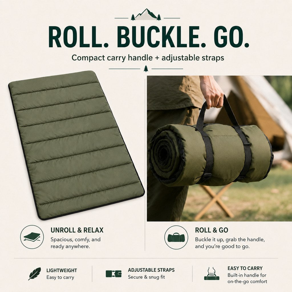 Malloren Portable Roll-Up Dog Travel Mat for Camping & Car Trips - Keeps Pets Off Damp, Dirty Ground