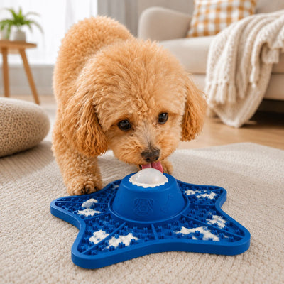 Malloren Interactive Rolling Ball Slow Feeder Lick Mat for Dogs & Cats - Keeps Fast Eaters Busy During Meals, Grooming & Frozen Treat Time
