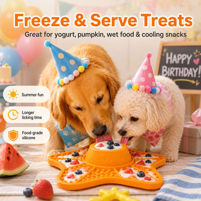Malloren Interactive Rolling Ball Slow Feeder Lick Mat for Dogs & Cats - Keeps Fast Eaters Busy During Meals, Grooming & Frozen Treat Time