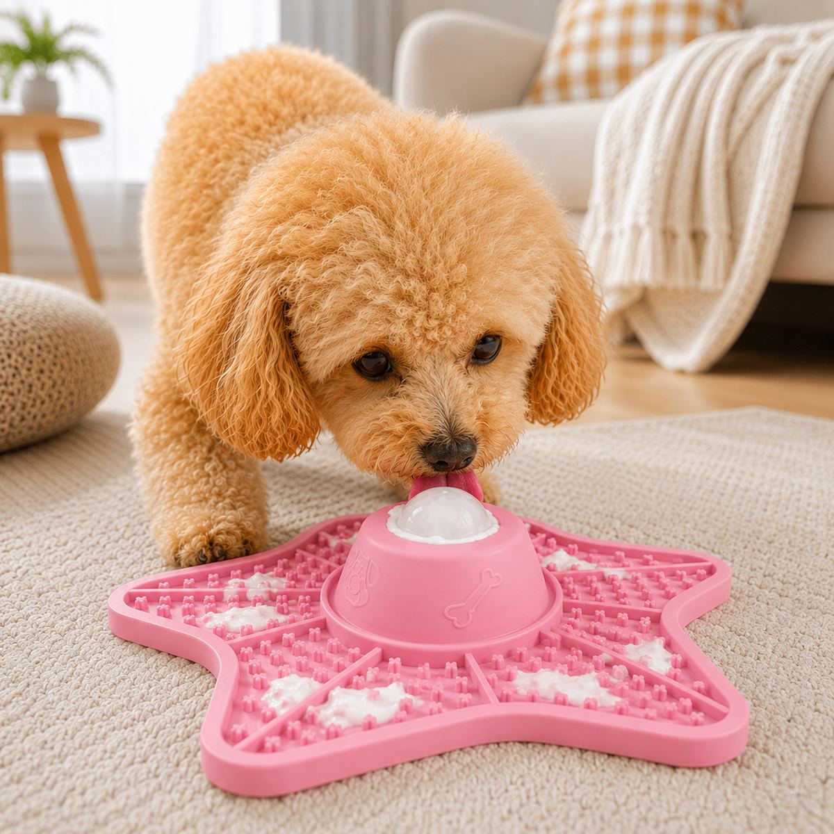 Malloren Interactive Rolling Ball Slow Feeder Lick Mat for Dogs & Cats - Keeps Fast Eaters Busy During Meals, Grooming & Frozen Treat Time