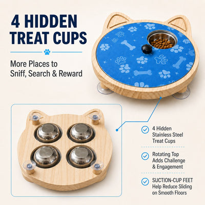 Malloren 2-in-1 Rotating Dog Nail Scratch Board & Treat Puzzle for At-Home Front-Paw Care - Designed for Dogs That Dislike Clippers