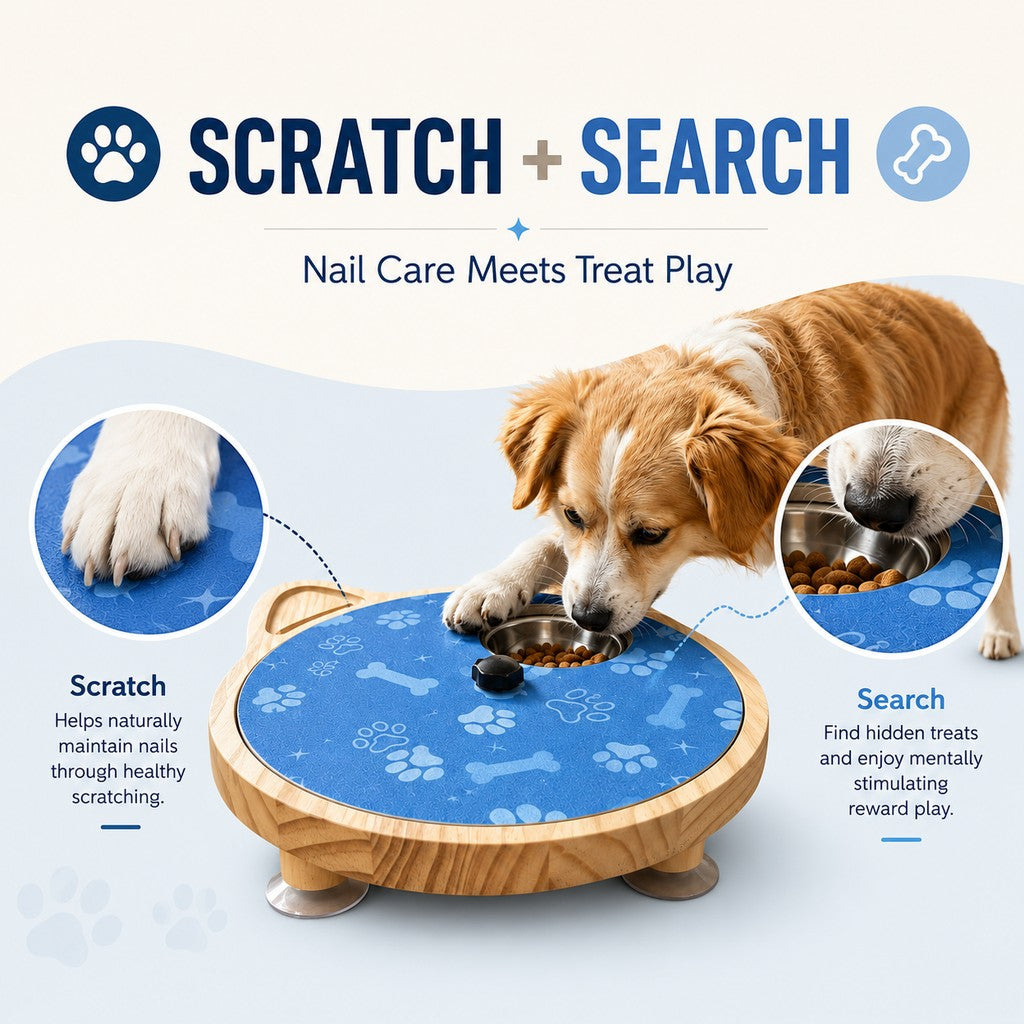 Malloren 2-in-1 Rotating Dog Nail Scratch Board & Treat Puzzle for At-Home Front-Paw Care - Designed for Dogs That Dislike Clippers