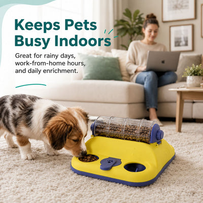 Malloren Indoor Rotating Puzzle Feeder for Cats & Small Dogs - Slow Feeding Toy for Fast Eaters & Bored Pets
