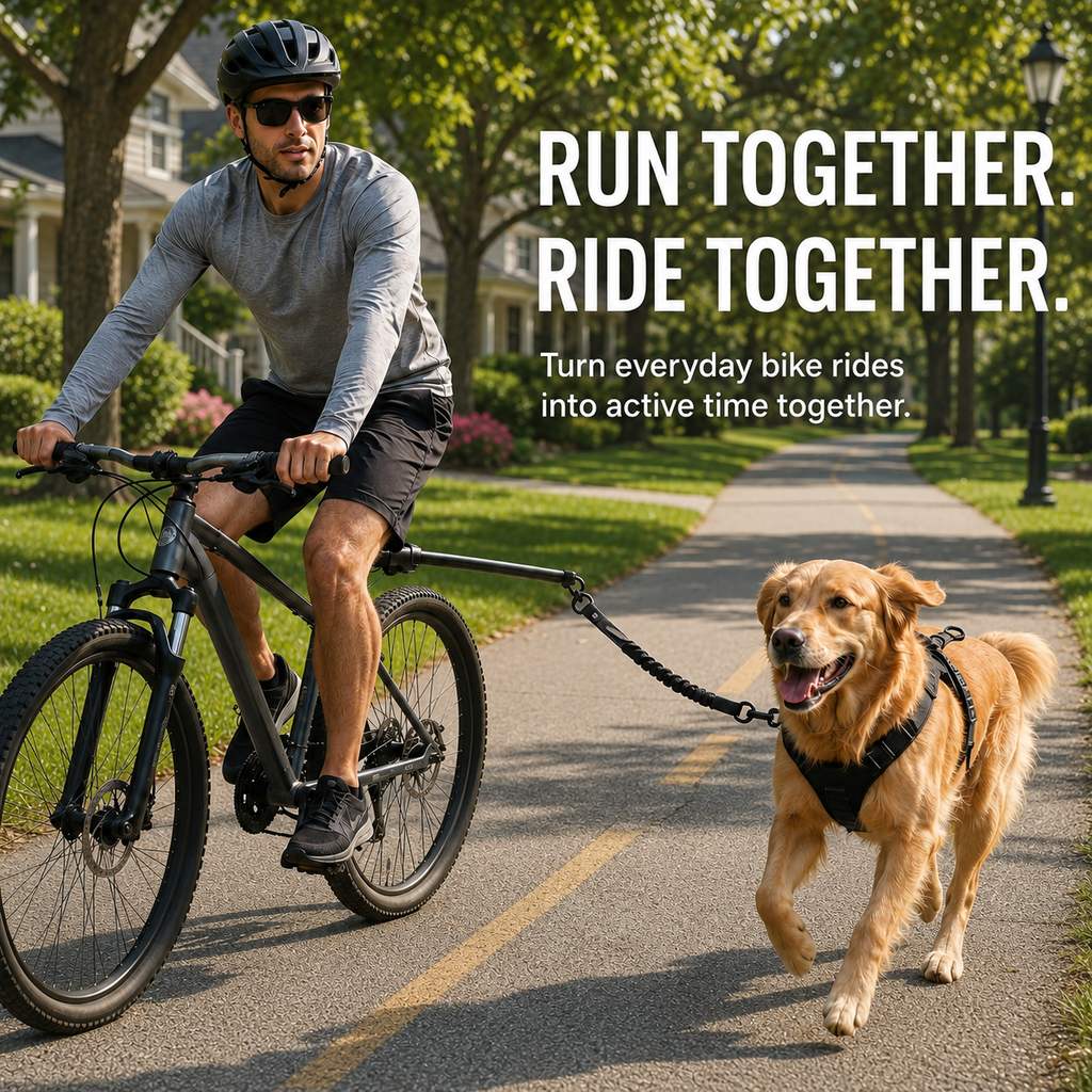 Malloren Hands-Free Dog Bike Leash with Shock-Absorbing Bungee – Bike-Mounted Side Arm for Controlled Side-by-Side Runs