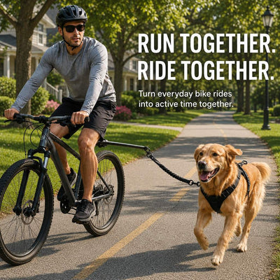 Malloren Hands-Free Dog Bike Leash with Shock-Absorbing Bungee – Bike-Mounted Side Arm for Controlled Side-by-Side Runs